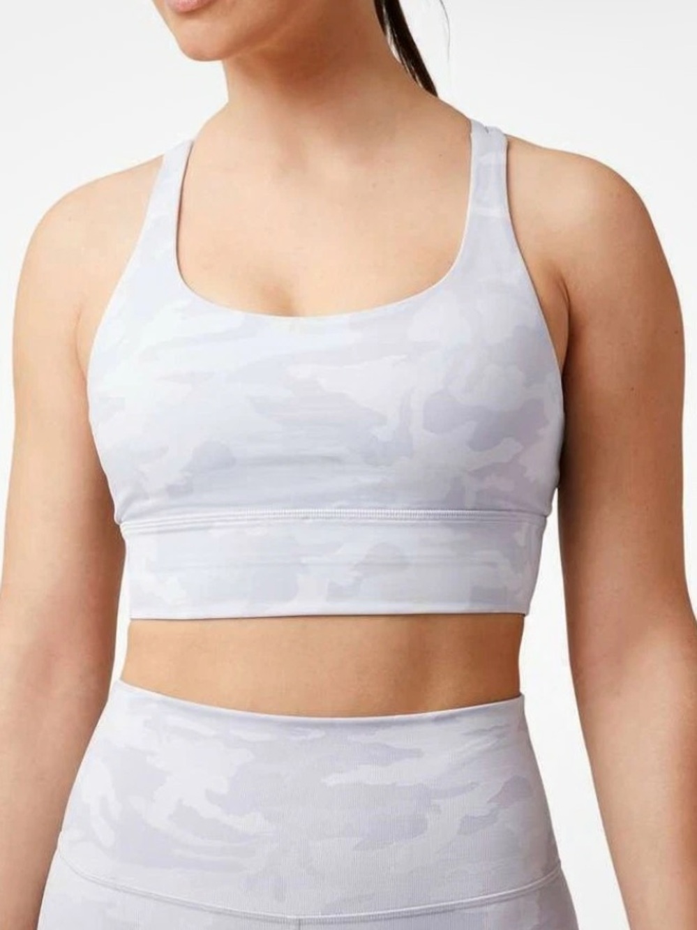 Lululemon Energy Bra Long Line Incognito Camo Jacquard Alpine White Grey Size 4‎ - Picture 4 of 5